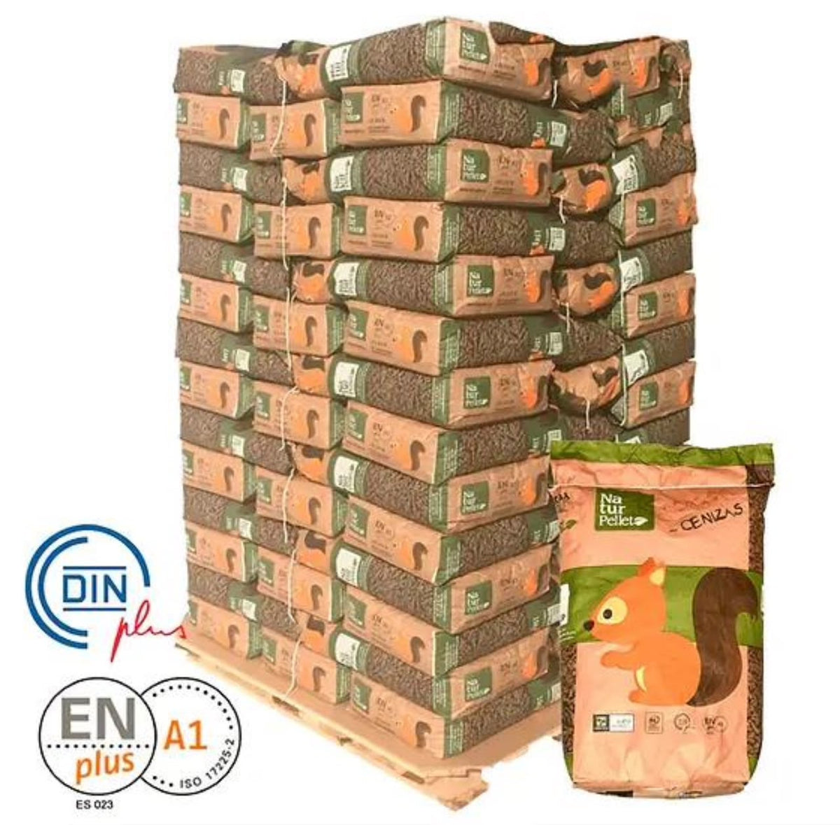 Pellets NATURPELLET ENplus A1 – Palete de 70 Sacos de 15 kg (1.050 kg)