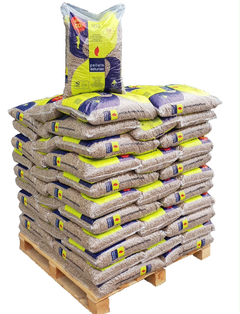 Pellets ASTURIAS ENplus A1 – Palete de 72 Sacos de 15 kg (1.080 kg)