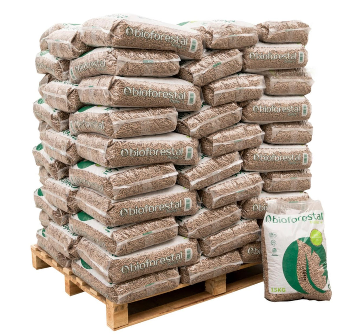 Pellets BIOFORESTAL ENplus A1 – Palete de 70 Sacos de 15 kg (1.050 kg)
